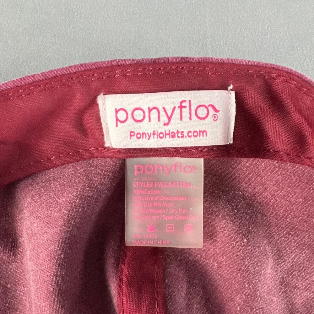 Ponyflo Baseball Cap Mens One Size Maroon Cotton Adjustable Strap Back Casual